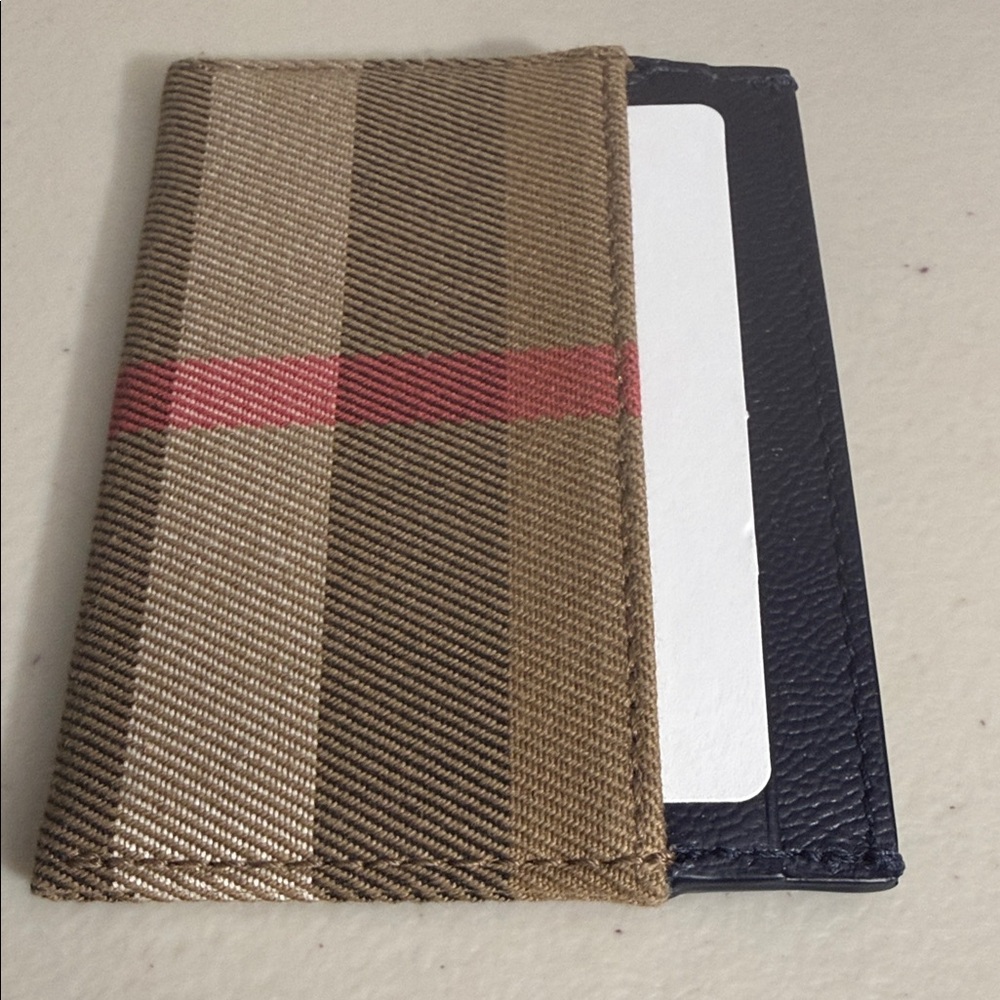 NEW $260 Burberry Beige and Red Check Card Holder nova check DARK NAVY BLUE - Picture 6 of 7